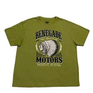 Hype Mens T Shirt Size 2XL Renegade Motors Mohave Nomads Graphic Green White